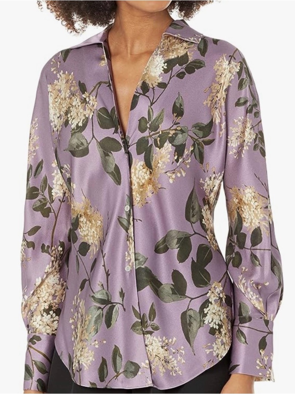 VINCE-Lilac Floral Silk Bias Blouse Top-Large 100% Silk-SOLD OUT @Bloomingdales